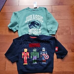 Nwt 2 Boys Sweatshirts-Jurassic Park & Marvel